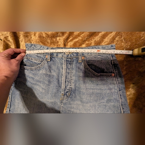 We The Frree FP Distressed A-line Denim Skirt - Picture 8 of 11